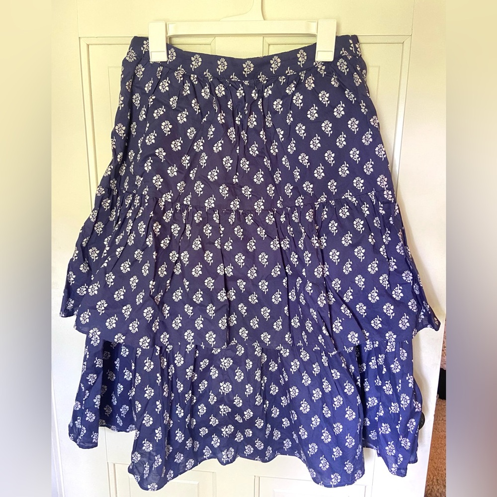 Women's Navy Blue Tiered Floral Skirt